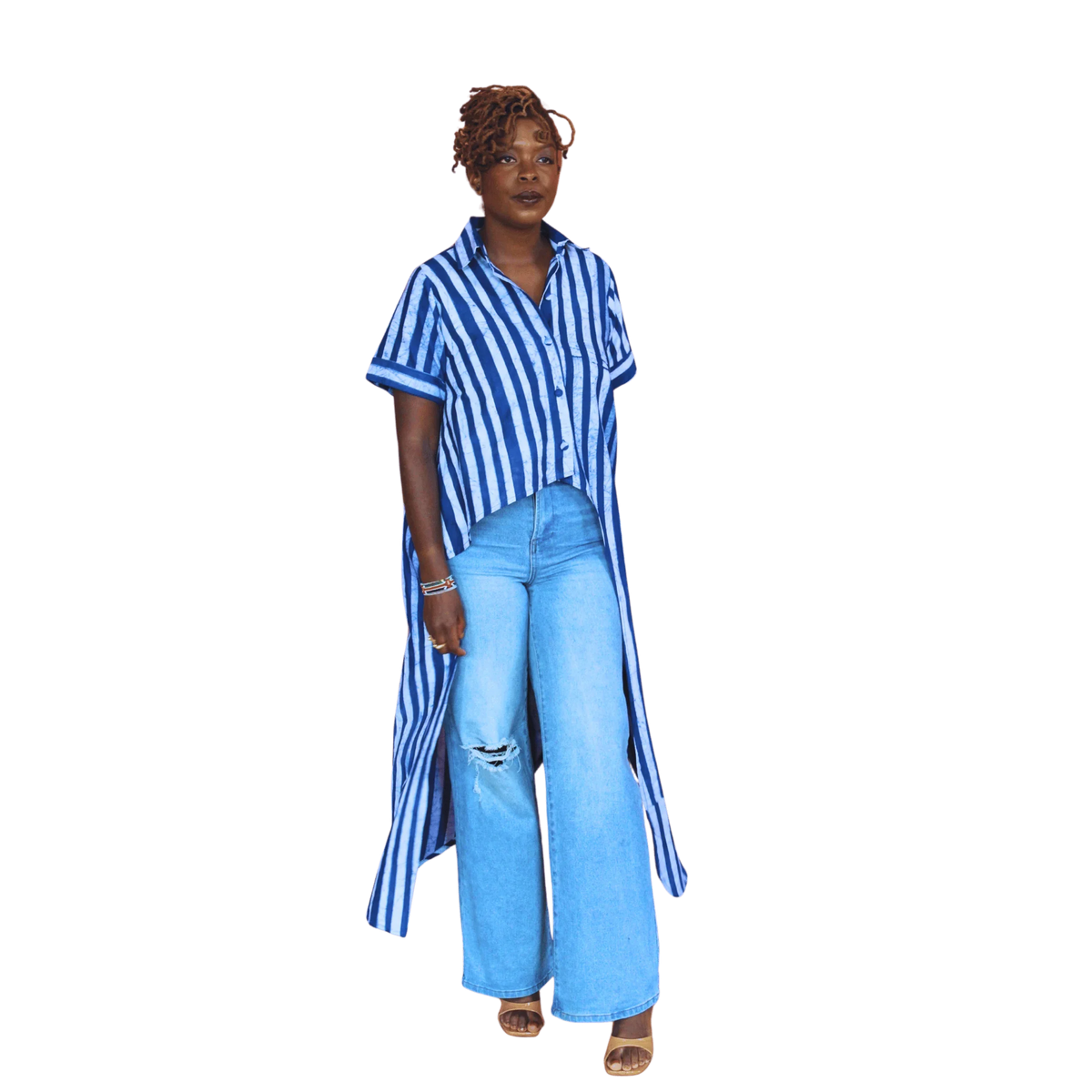 Hi-Lo Manyeyo Pinstripe Batik Shirt - LOVE DOT, Inc.