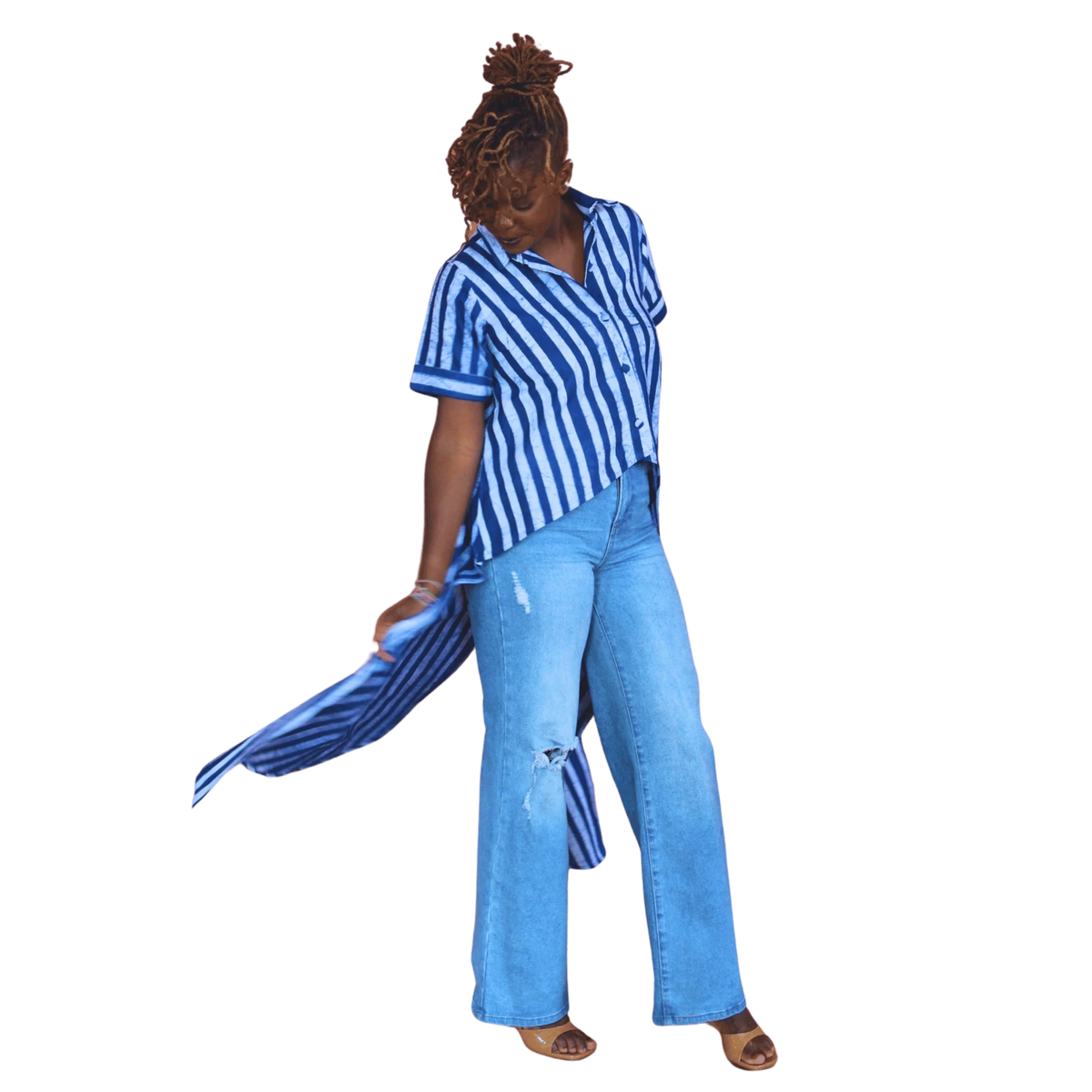 Hi-Lo Manyeyo Pinstripe Batik Shirt - LOVE DOT, Inc.