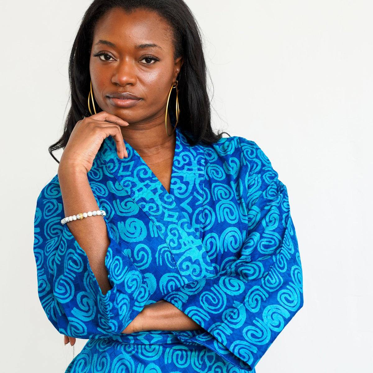 Blue Swirl Batik Kimono - LOVE DOT, Inc.