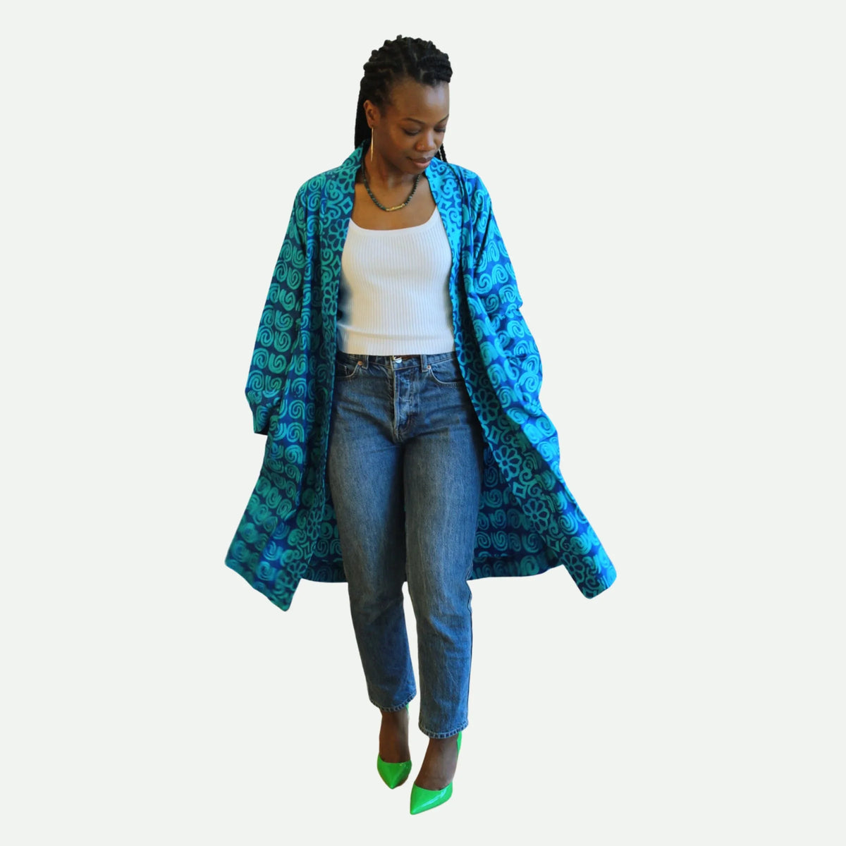 Blue Swirl Batik Kimono - LOVE DOT, Inc.