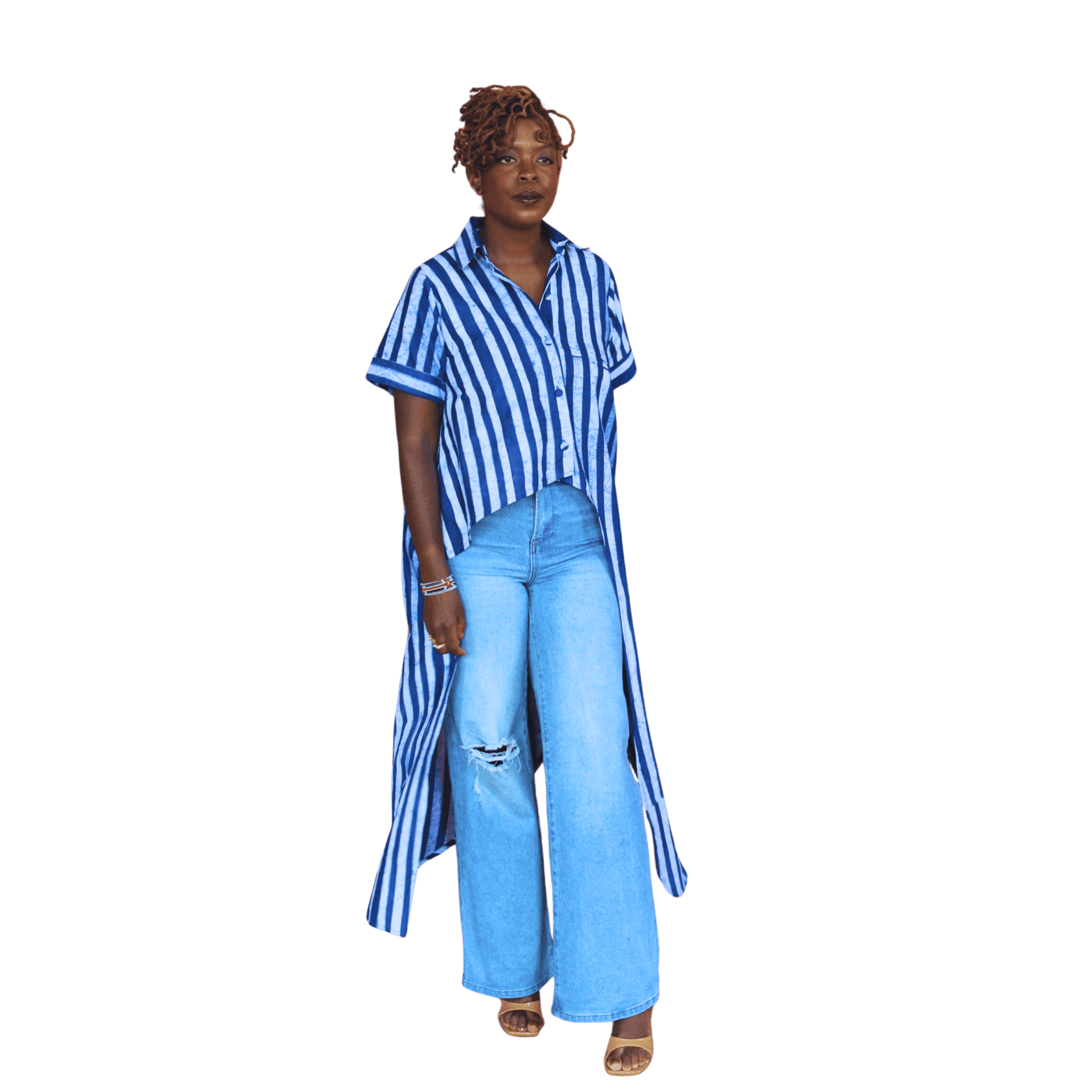 Hi-Lo Manyeyo Pinstripe Batik Shirt