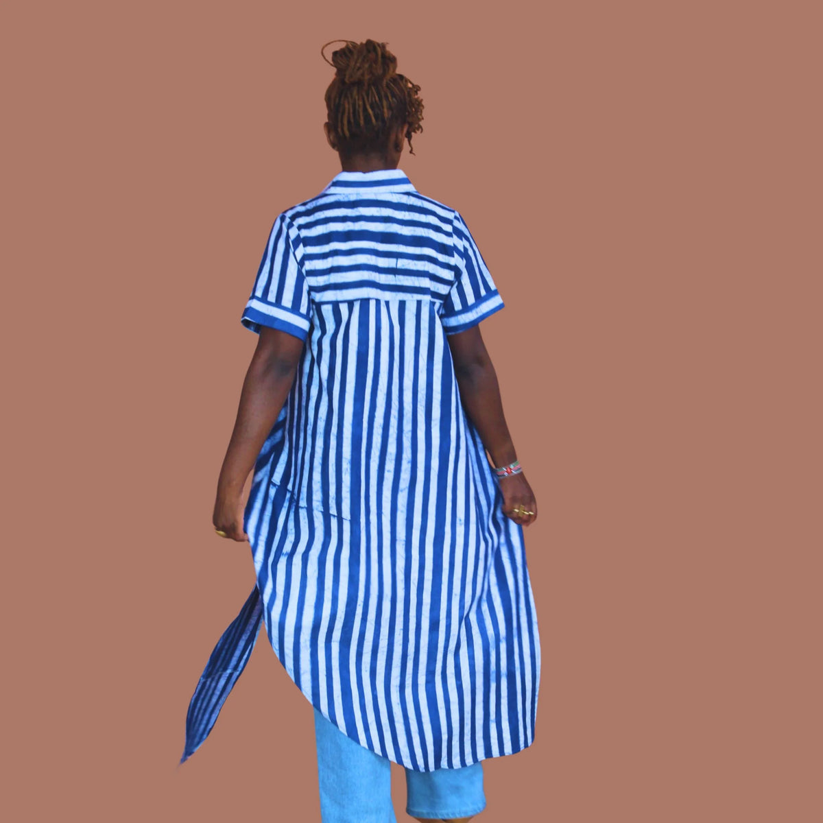 Hi-Lo Manyeyo Pinstripe Batik Shirt - LOVE DOT, Inc.