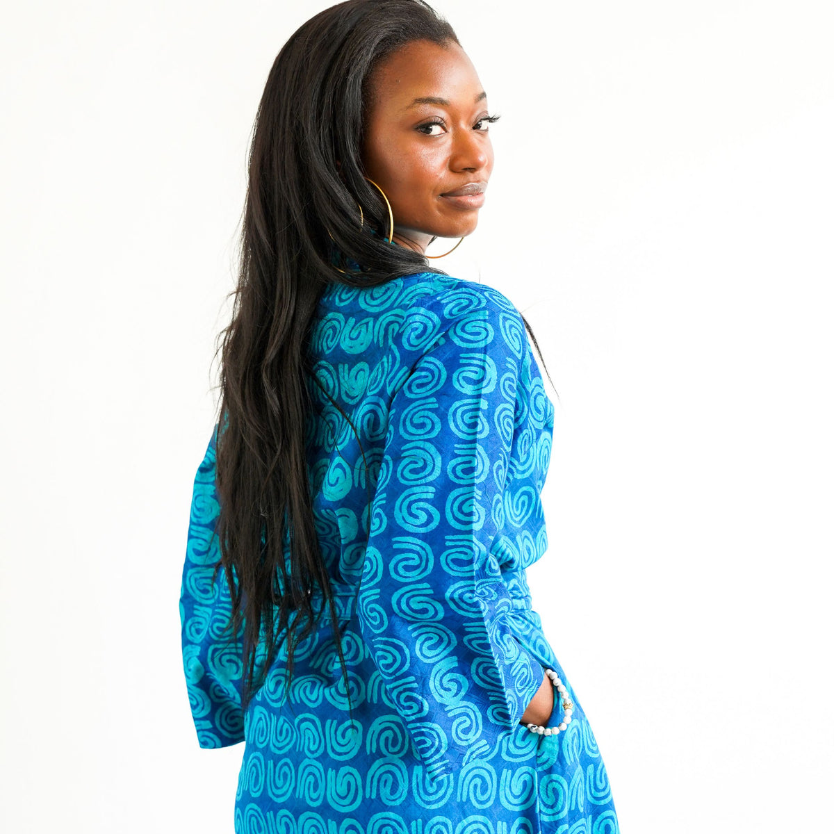 Blue Swirl Batik Kimono - LOVE DOT, Inc.