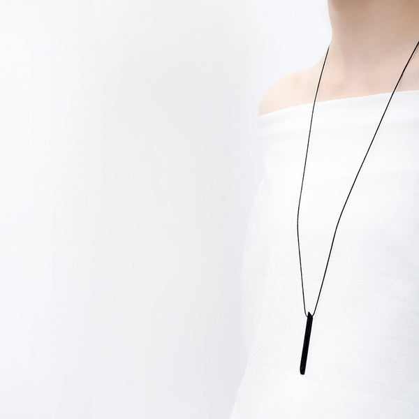 Black Zinc Trapezoid Bar Necklace - LOVE DOT, Inc.
